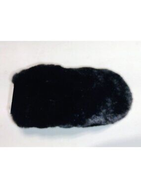 Black Faux Fur Mittens 100% Polyester Fabric Ribbed Wrist